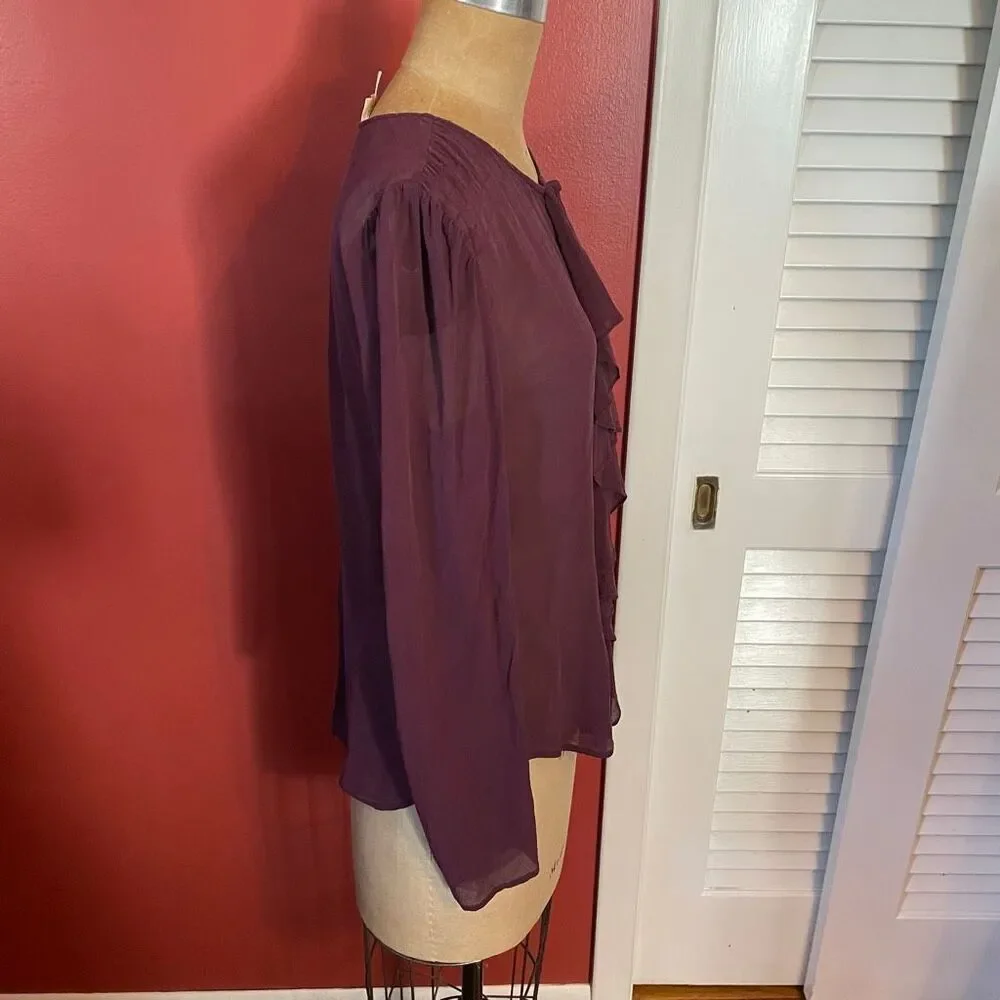 MOULINETTE SOEURS | anthropologie | silk purple button down blouse 6